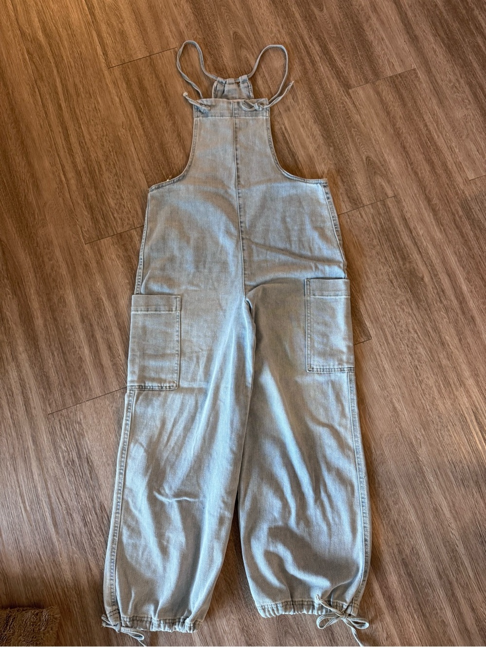 Vanilla Star Light Blue Denim Overalls Jumpsuit with Cargo Pockets